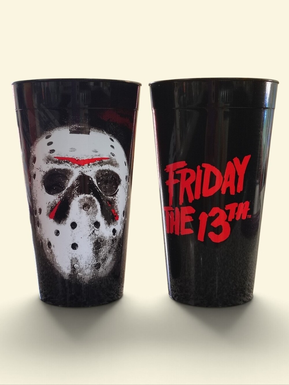 Friday the 13th Black Graphic Plastic Tumbler - Jason Mask Design